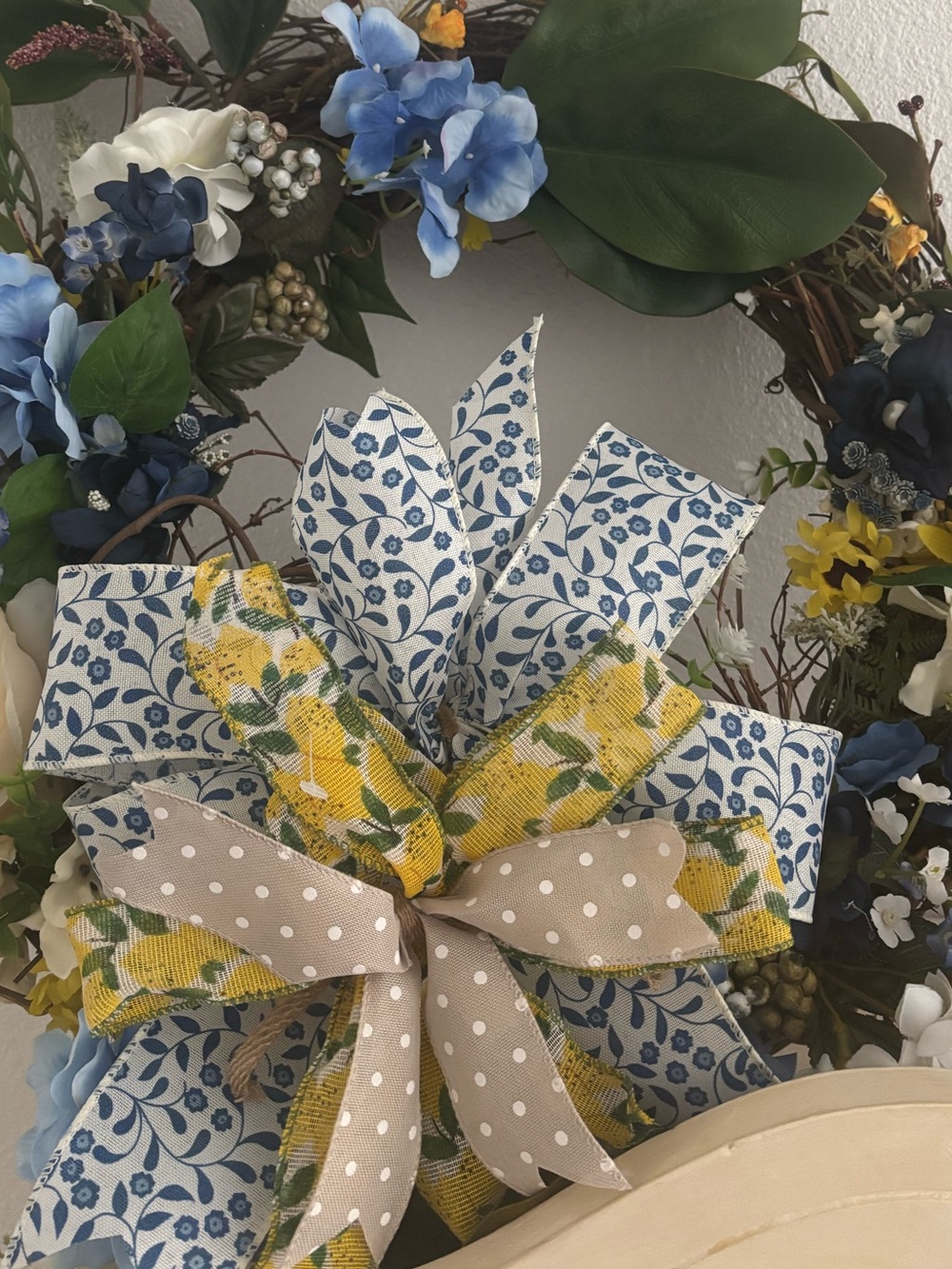 Primitive Farmhouse Wreath Beautiful Blues Grapevine LARGE SIZE CustomFinal Sale